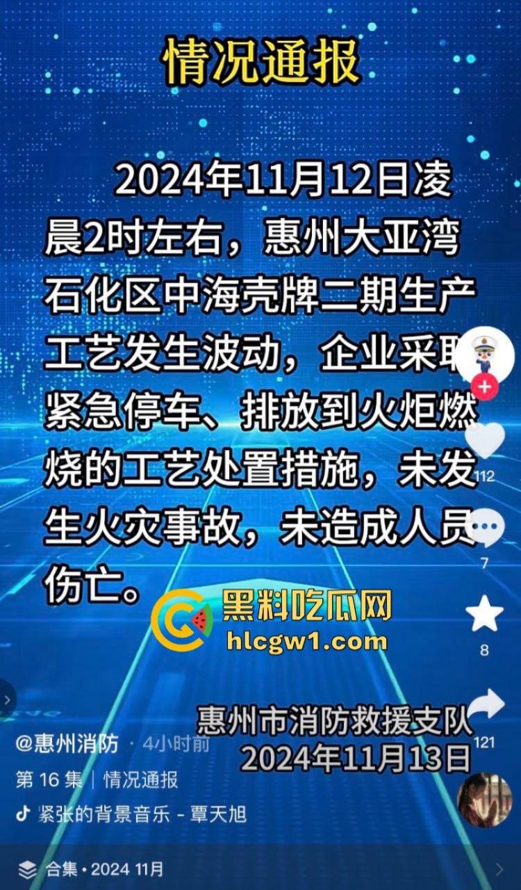 广东惠州大亚湾石化区核电站火光冲天 现场实拍视频流出 这是爆炸还是日出啊?-2