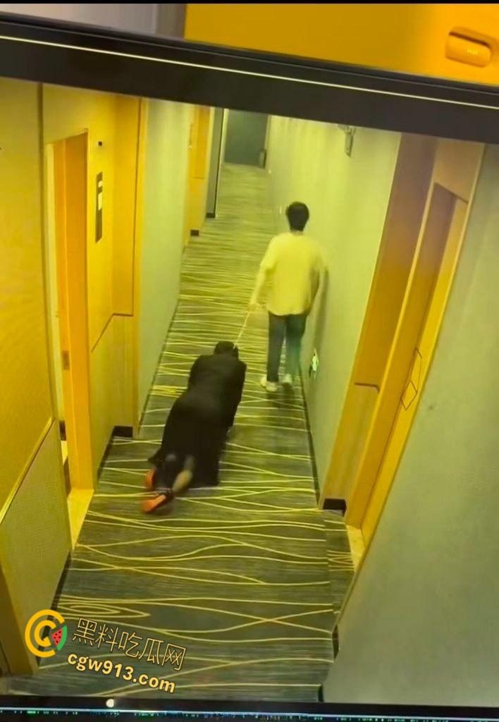 酒店监控拍下吾辈楷模,男子牵狗链,黑群女子像狗爬行,路过群众惊掉下巴,奇葩任务引爆字母圈 !-3