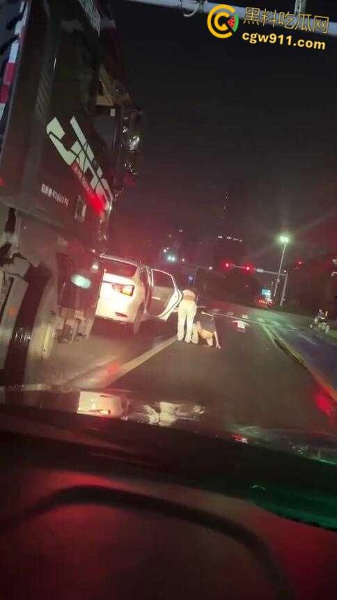 这是个有味道的视频，南沙红绿灯路口拉屎，这是憋不住了吗，还有美女下来送纸，这小翘臀还挺性感的！-3