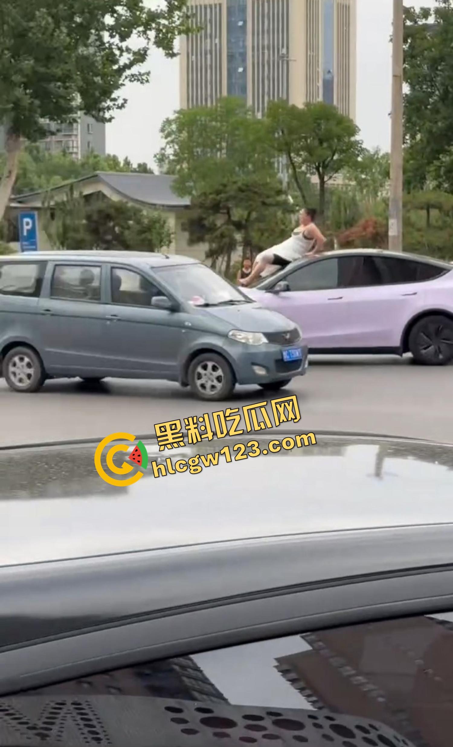 河南女版绿魔开挂上线，集美爬车无差别砸车，特斯拉一脚电门姐你是来耍杂技还是找死的？-3