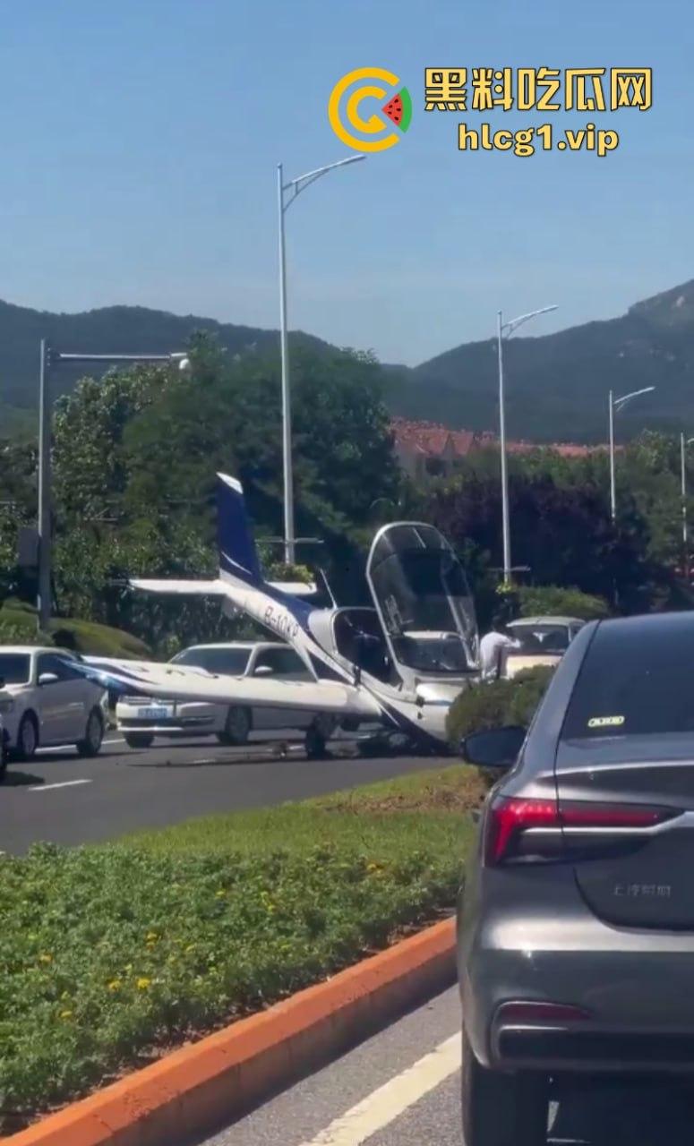感谢大哥送来的飞机！辽宁大连一飞机失控掉落在公路上-2